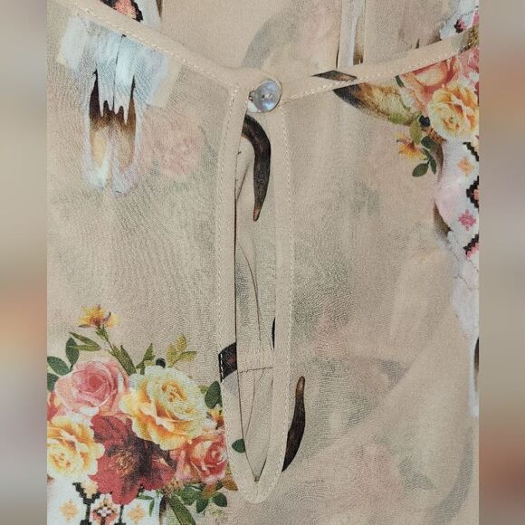 Show Me Your MuMu Rowdy Romper Peach Desert Rose Bull Head S - Picture 8 of 14